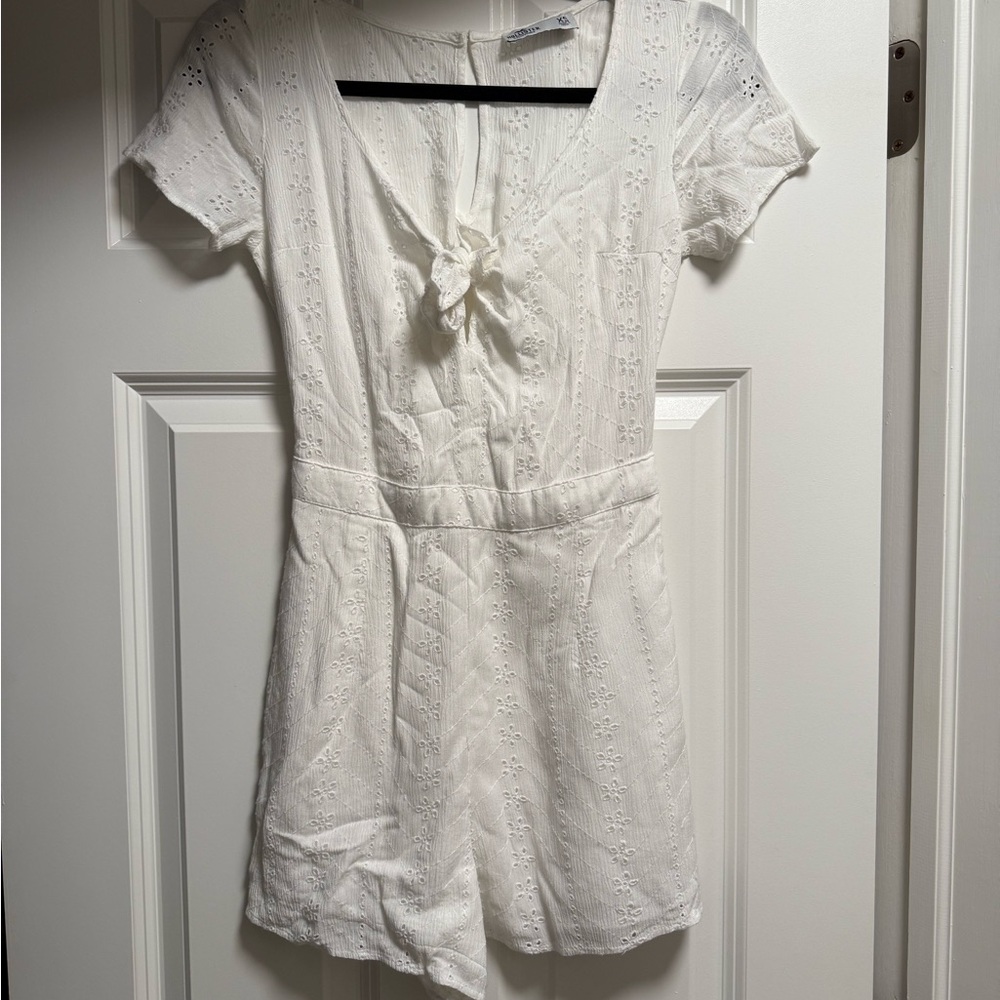 White Eyelet Short Sleeve Romper